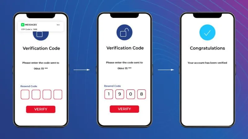 8K8 SMS Verification Code OTP Entry Screen