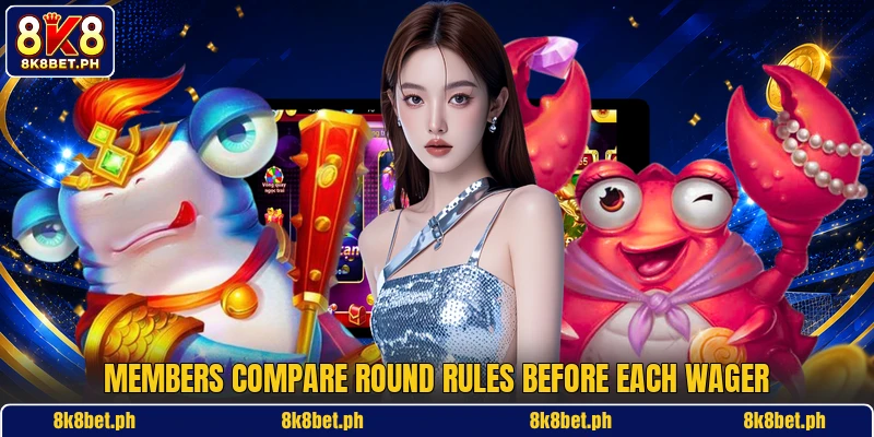 Members compare round rules before each wager