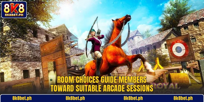 Room choices guide members toward suitable arcade sessions